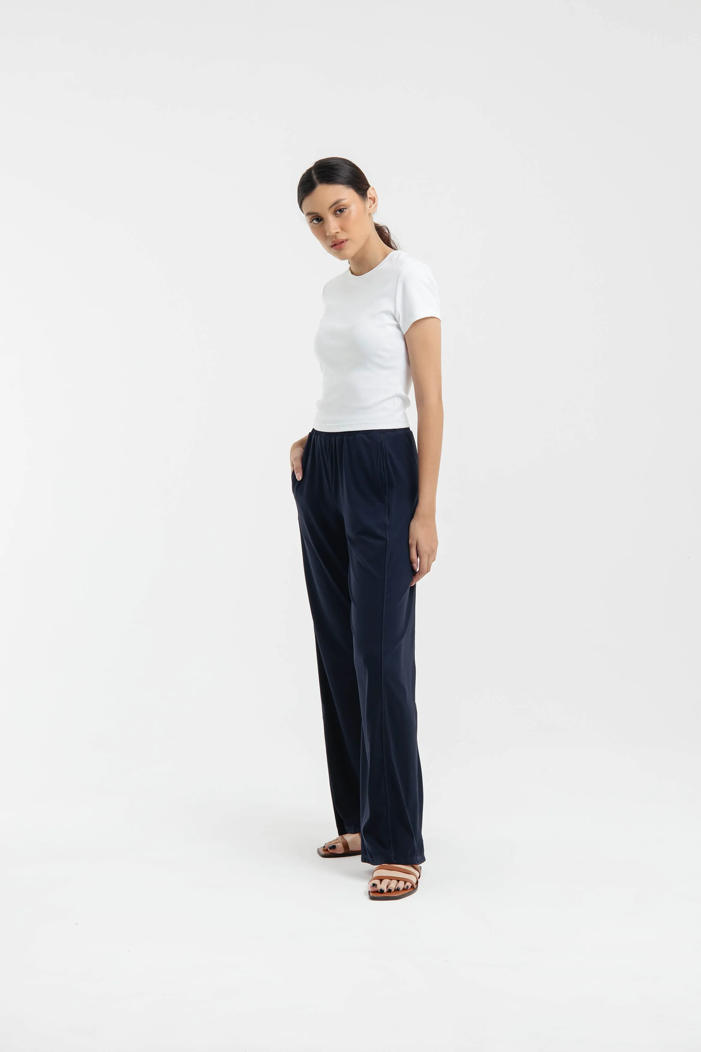 Navy Bamboo Basic Pants