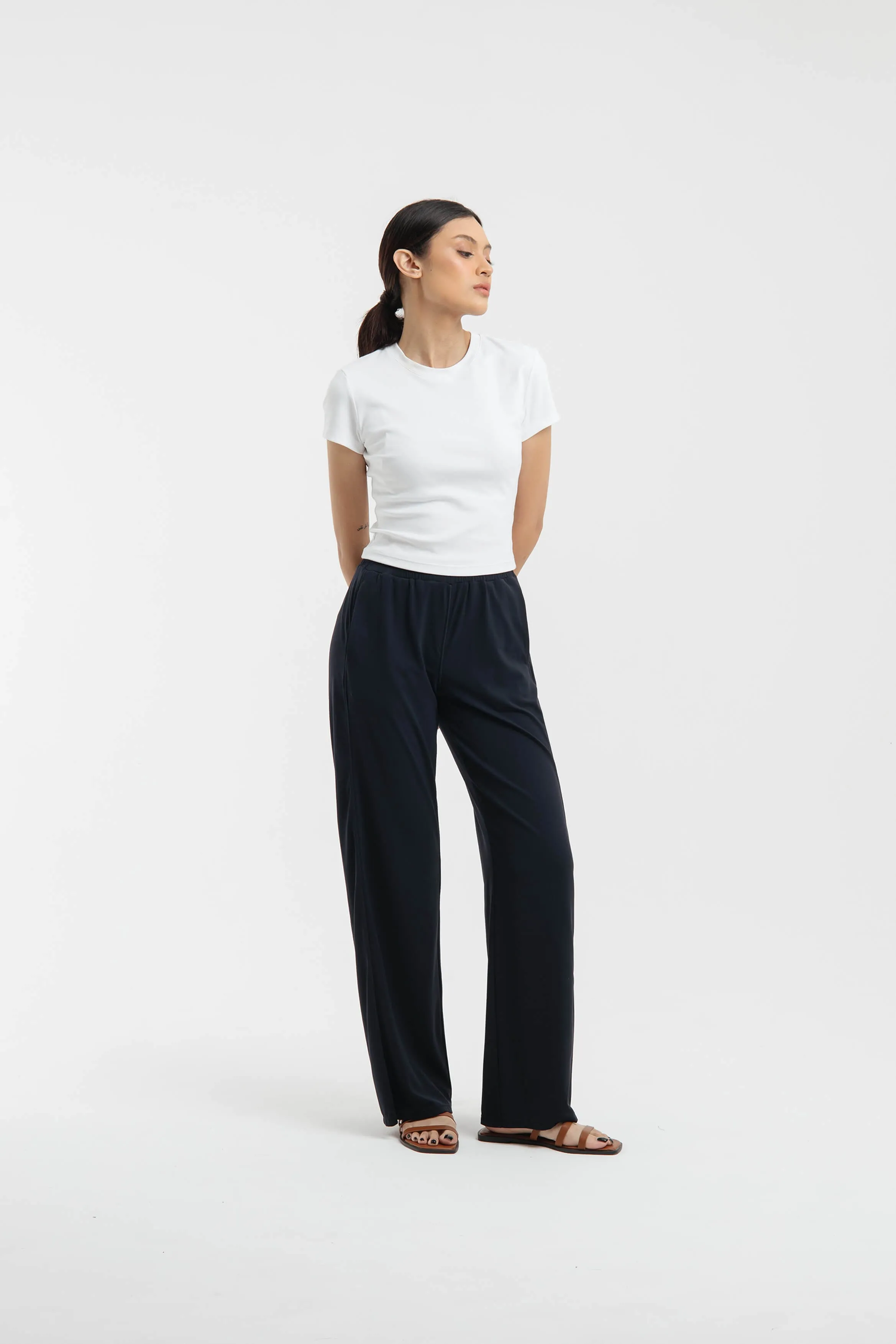 Navy Bamboo Basic Pants