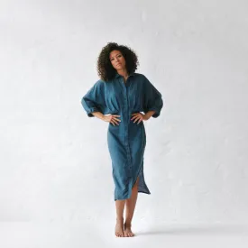 Nea Linen Dress | Teal sale seaside tones