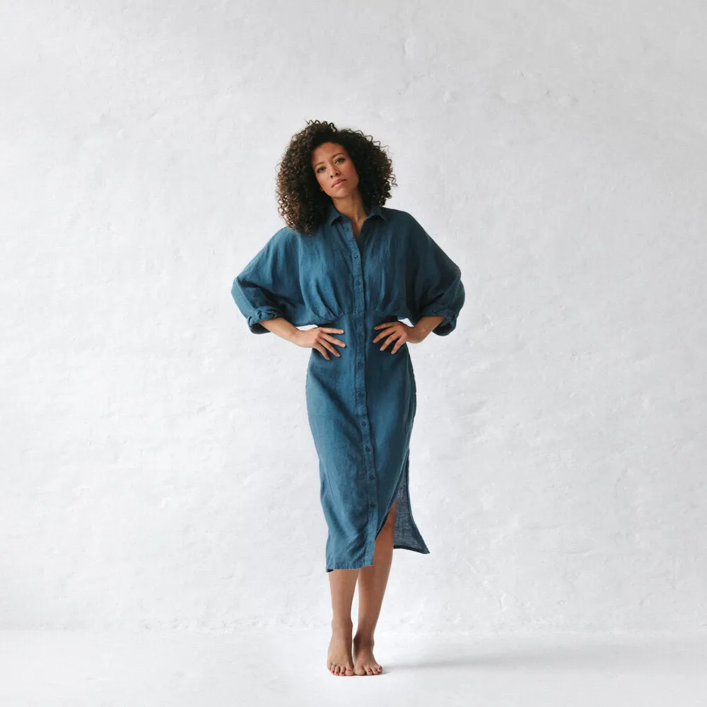 Nea Linen Dress | Teal sale seaside tones