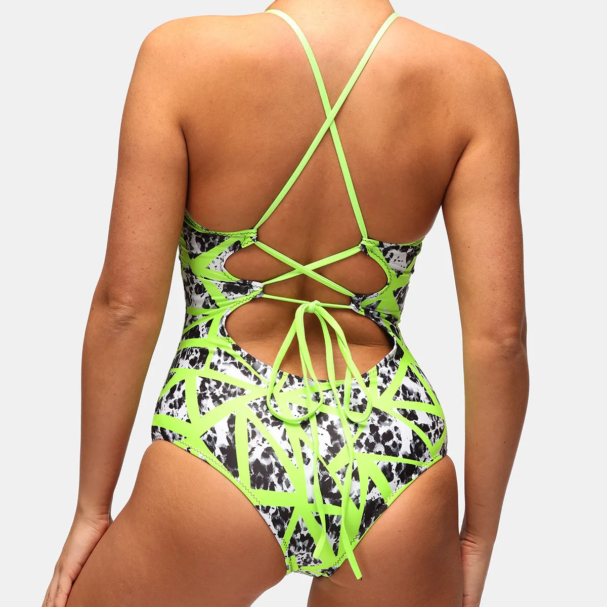 Neon Web Crossover Swimsuit