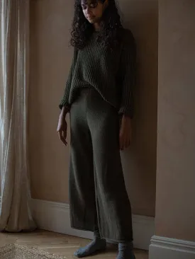 Organic Cotton Knit Wide Leg Trouser: Olive / US 4 / EU 36 / UK 8