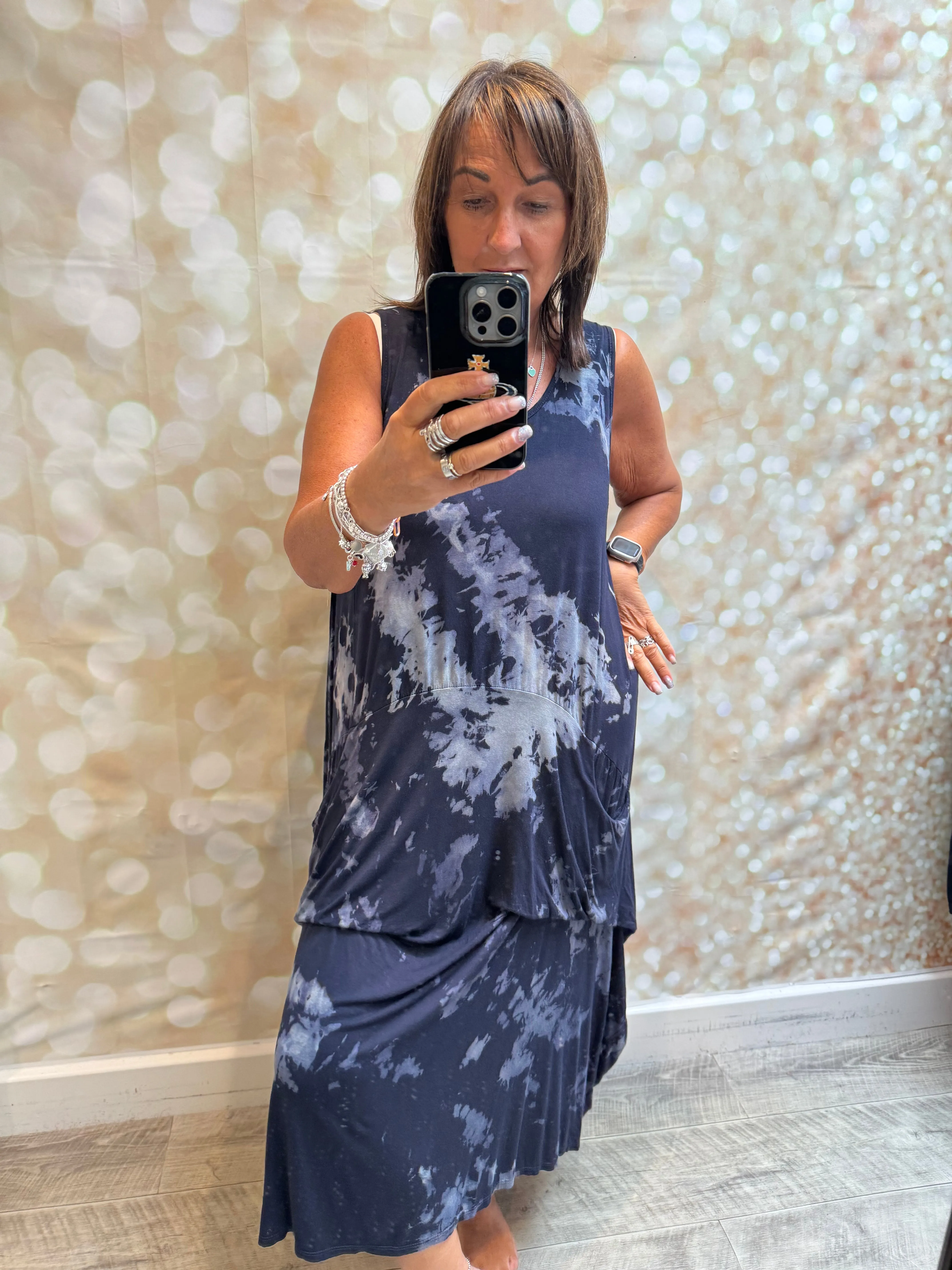 Parachute Dress with Acid wash detail