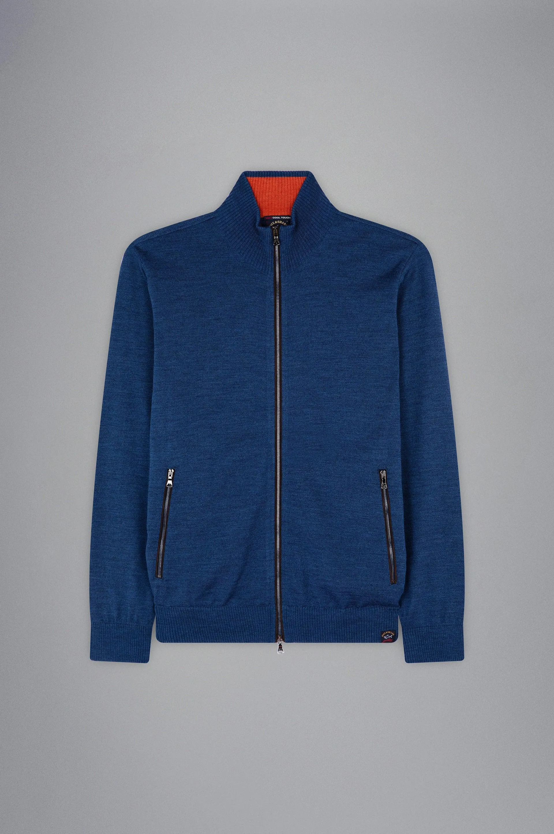 Paul & Shark - Cardigan zip de laine avec bordures de cuir