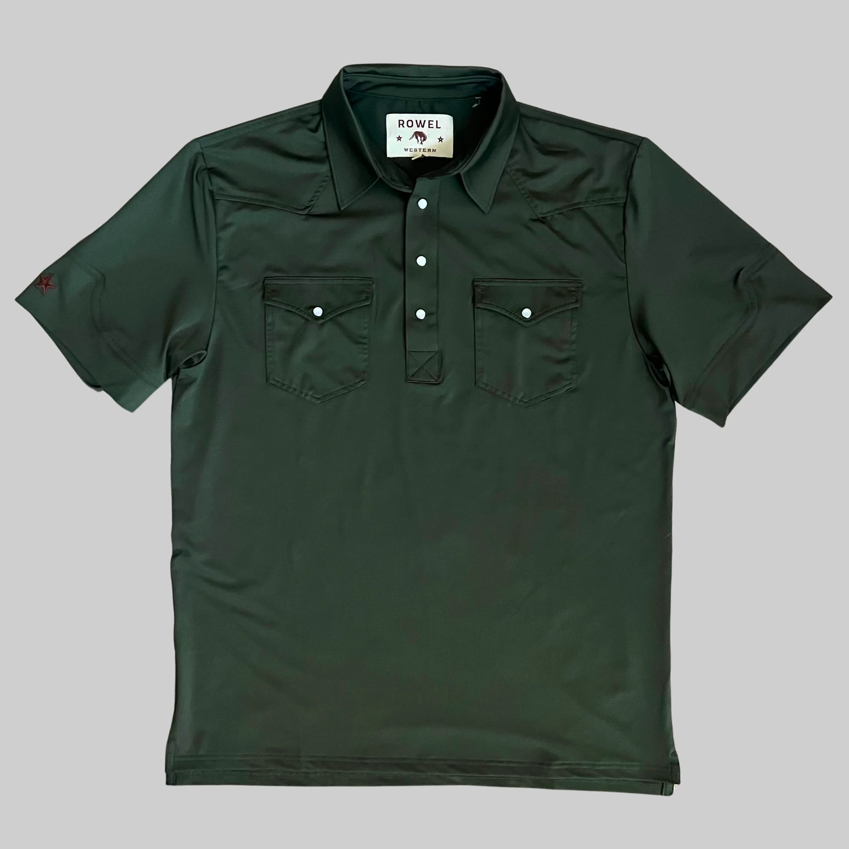 Pearl Snap Polo- Pineneedle