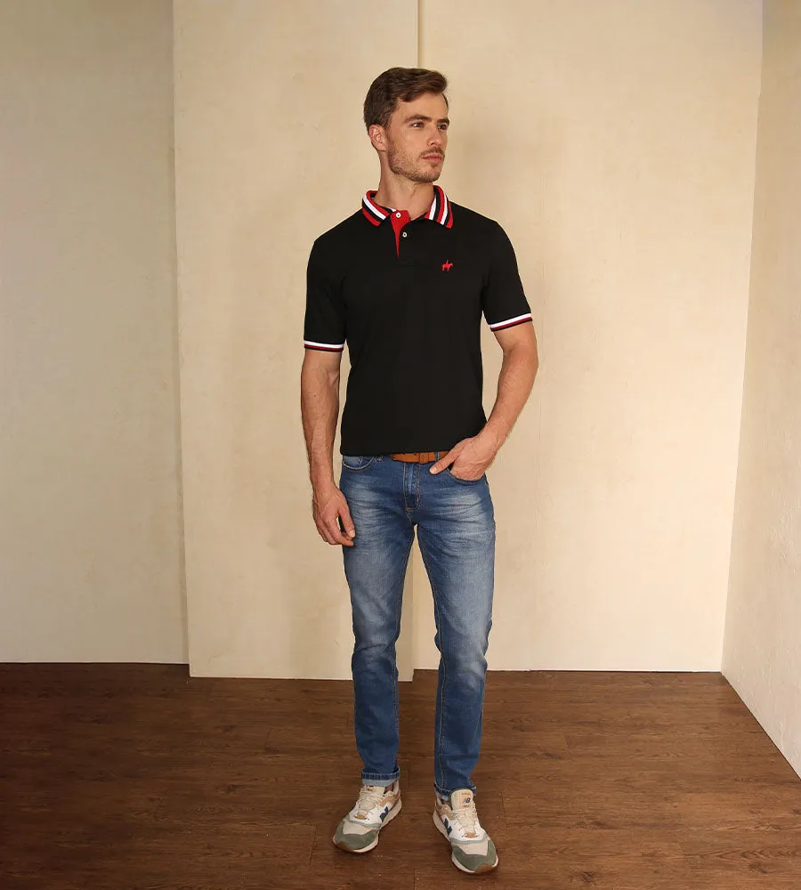 Polo Contraste Color Negro Ref. 130341223