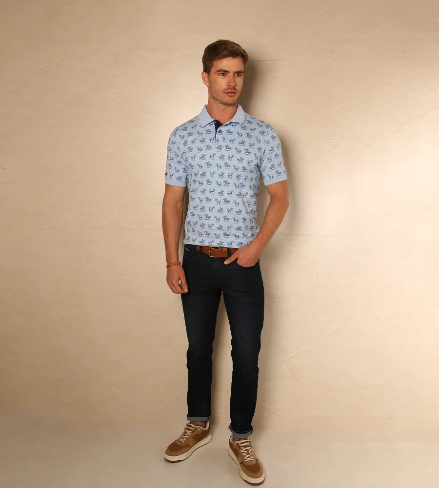 Polo Estampada Azul Celeste Ref. 131010424