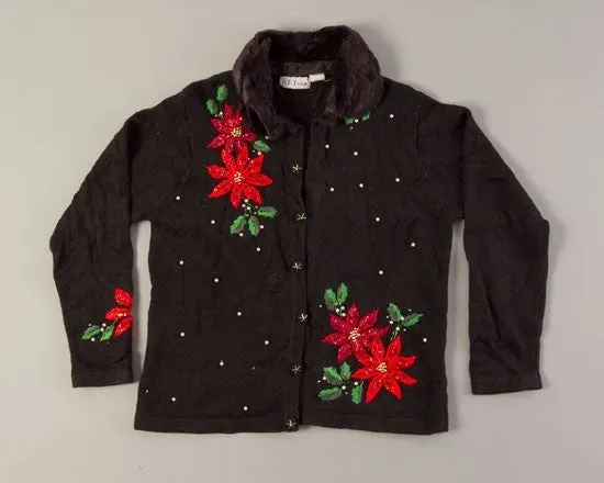 Popping Poinsettas-Small Christmas Sweater
