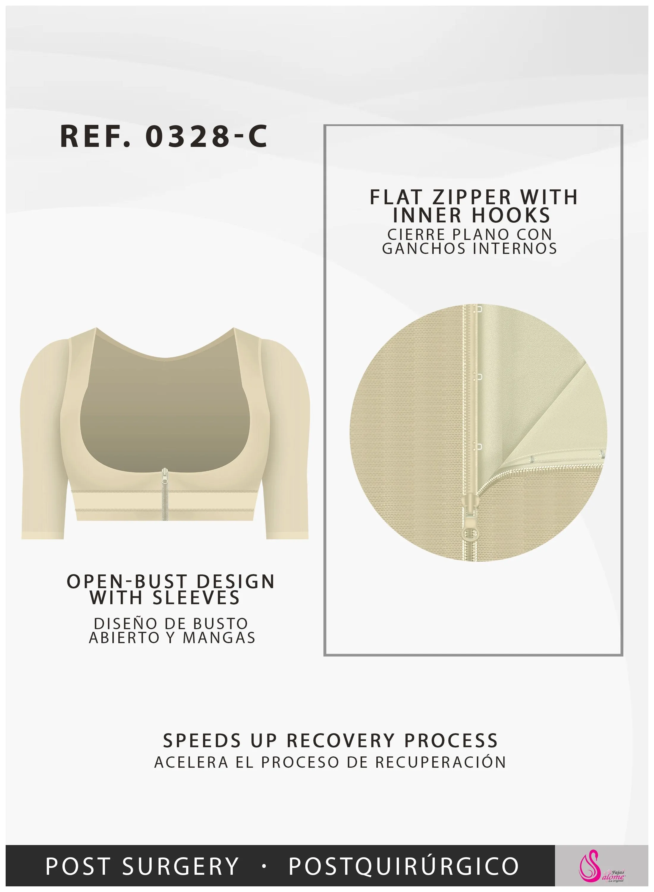 Post Surgical Accessories Arm Faja & Front zipper closure Salome 328C