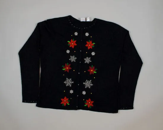 Pretty Poinsettias-Medium Christmas Sweater