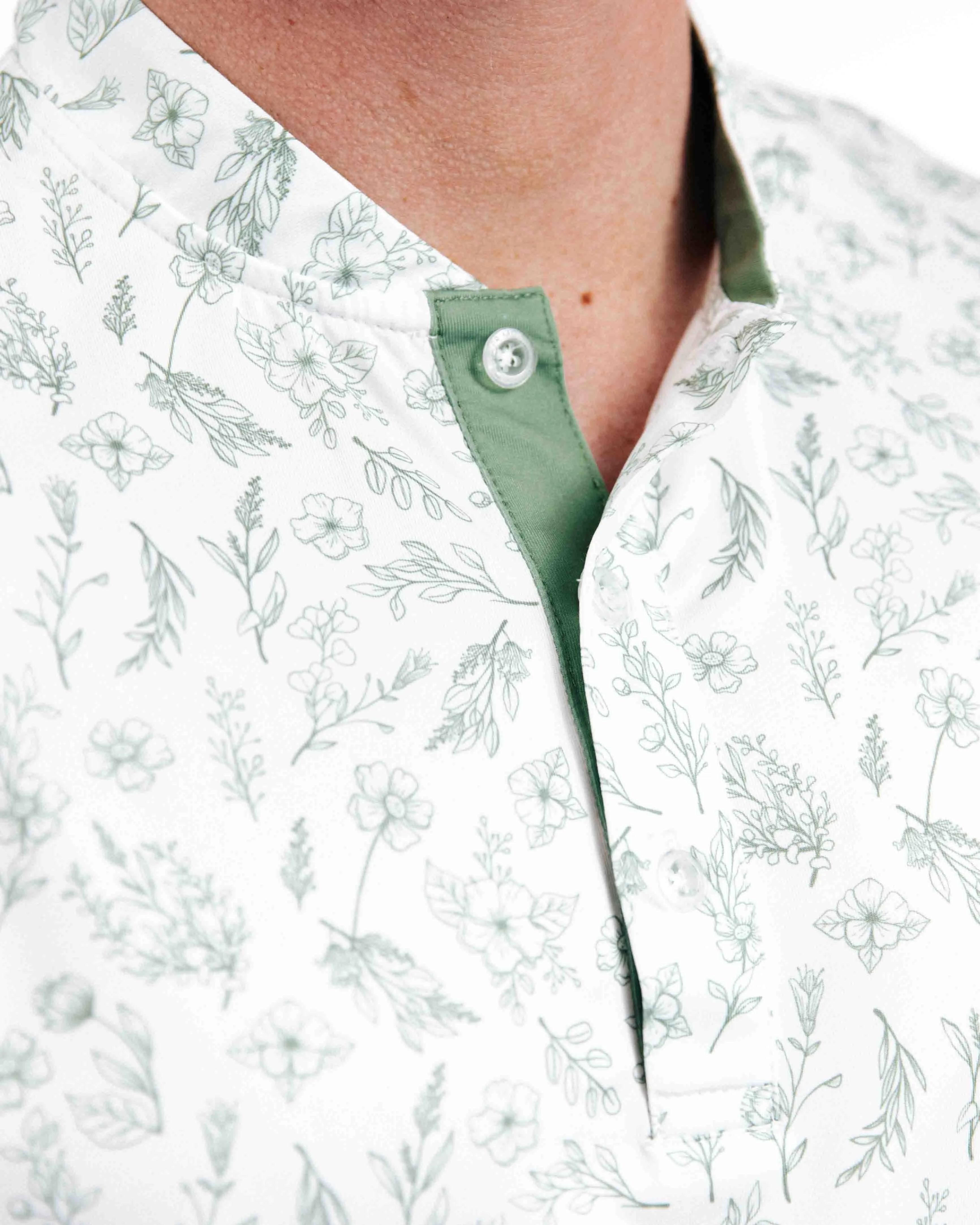 Primo Blade Collar Polo - Sage Floral