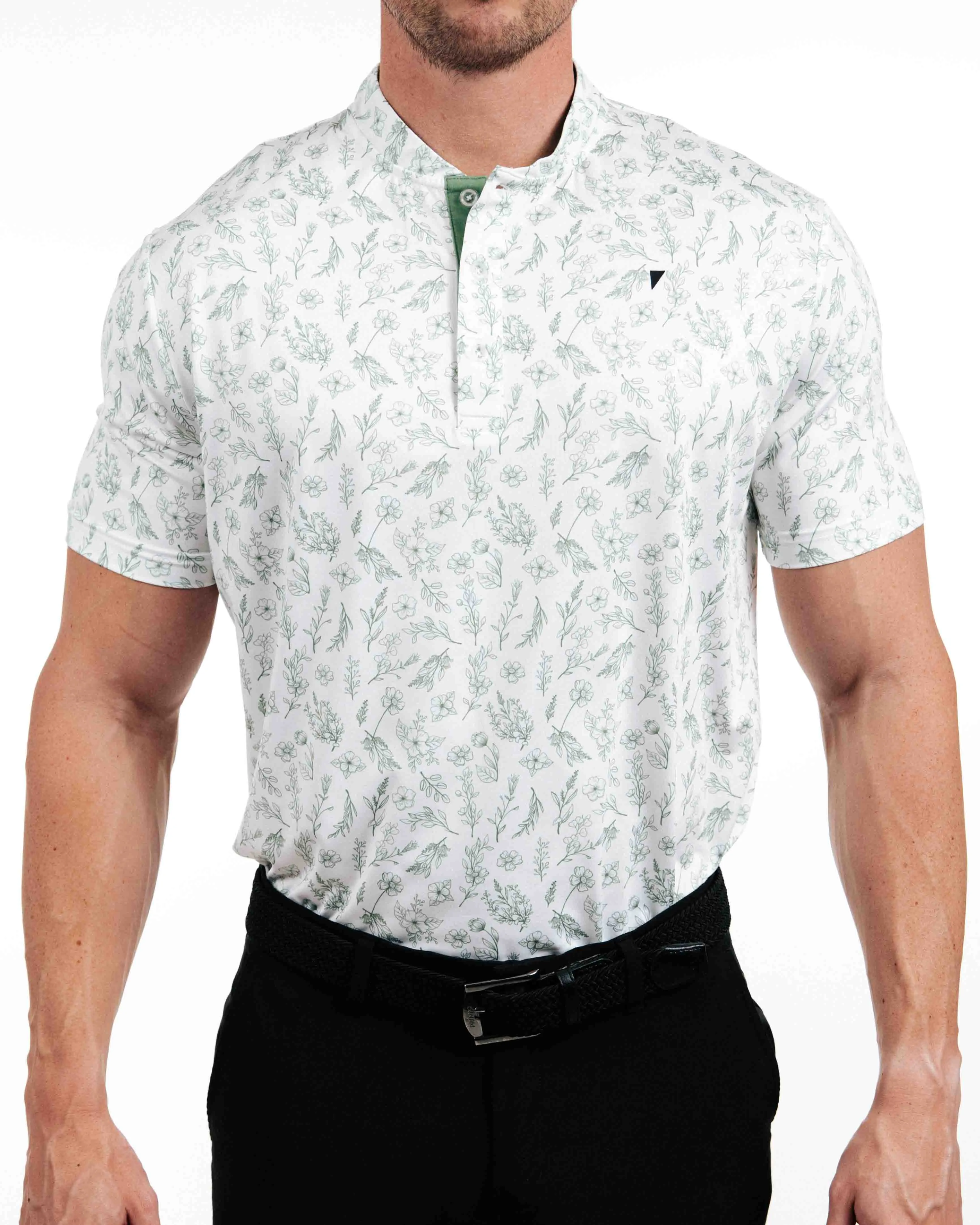 Primo Blade Collar Polo - Sage Floral