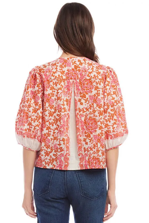 Puff Sleeve Button Front Top