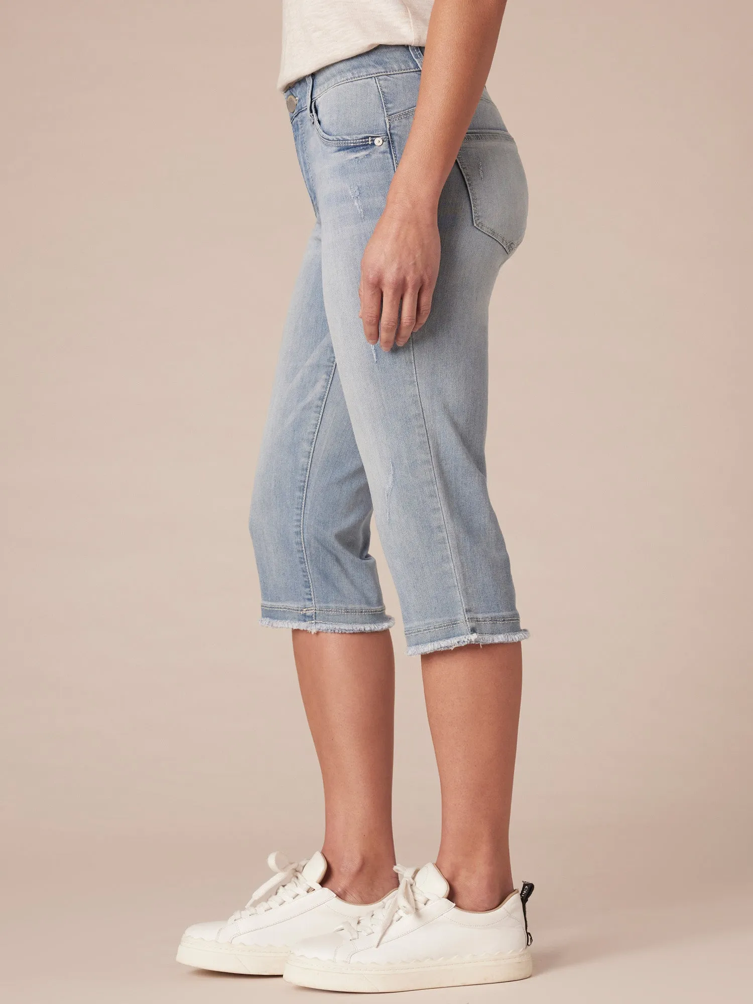 "Ab"solution® Light Blue Denim Skimmer Capri