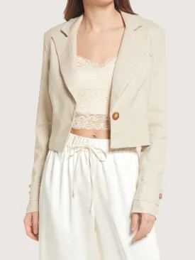 Raw Edge Linen Blazer