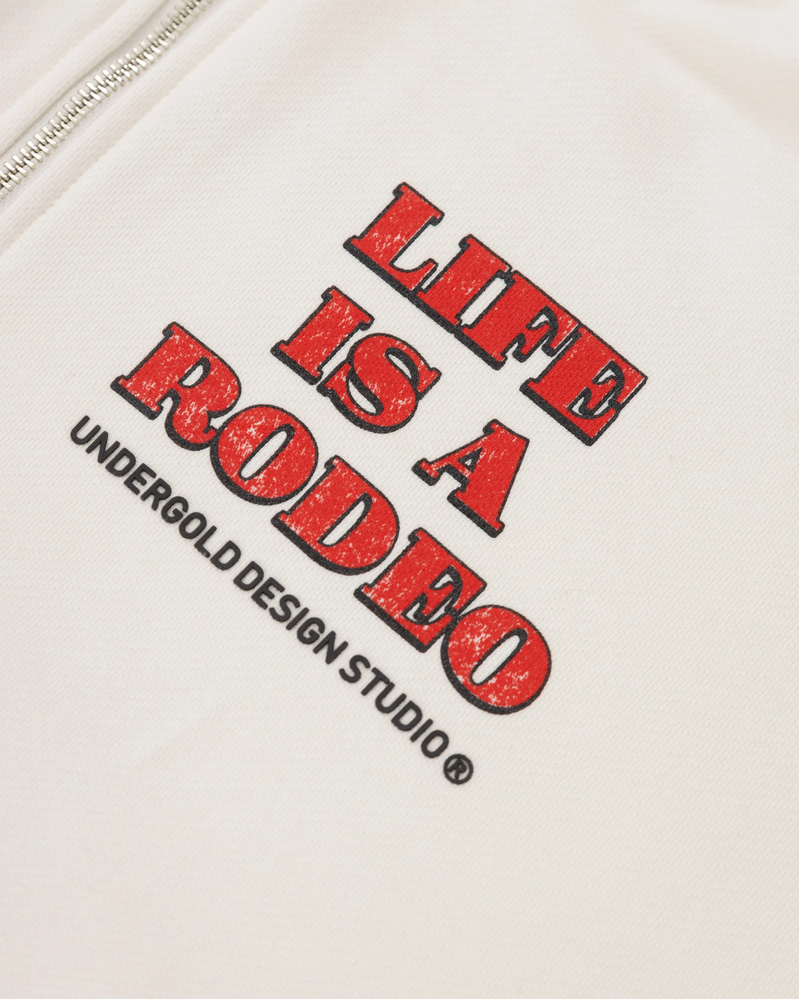 Rodeo "Life is a Rodeo" Zip Up Hoodie White