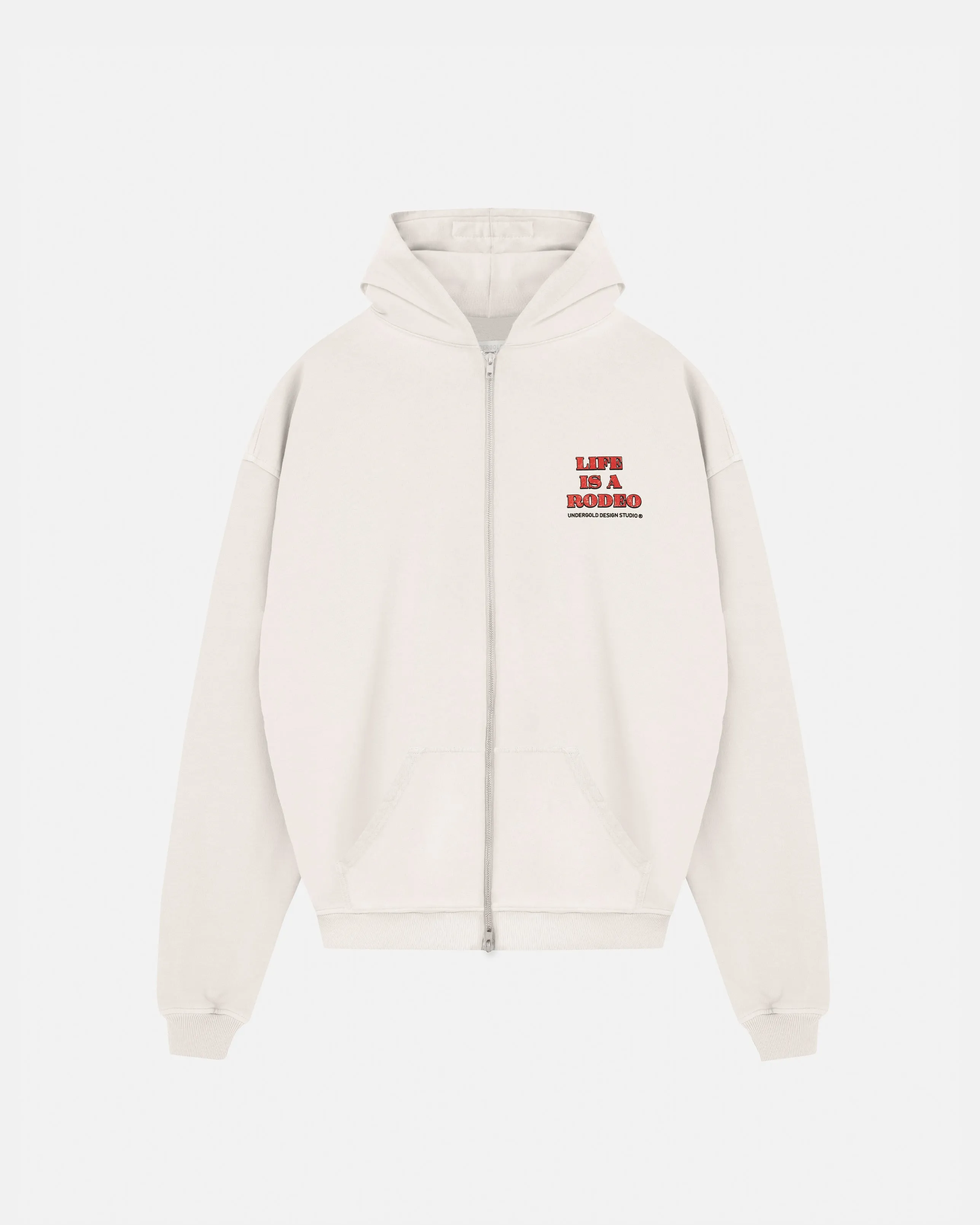 Rodeo "Life is a Rodeo" Zip Up Hoodie White