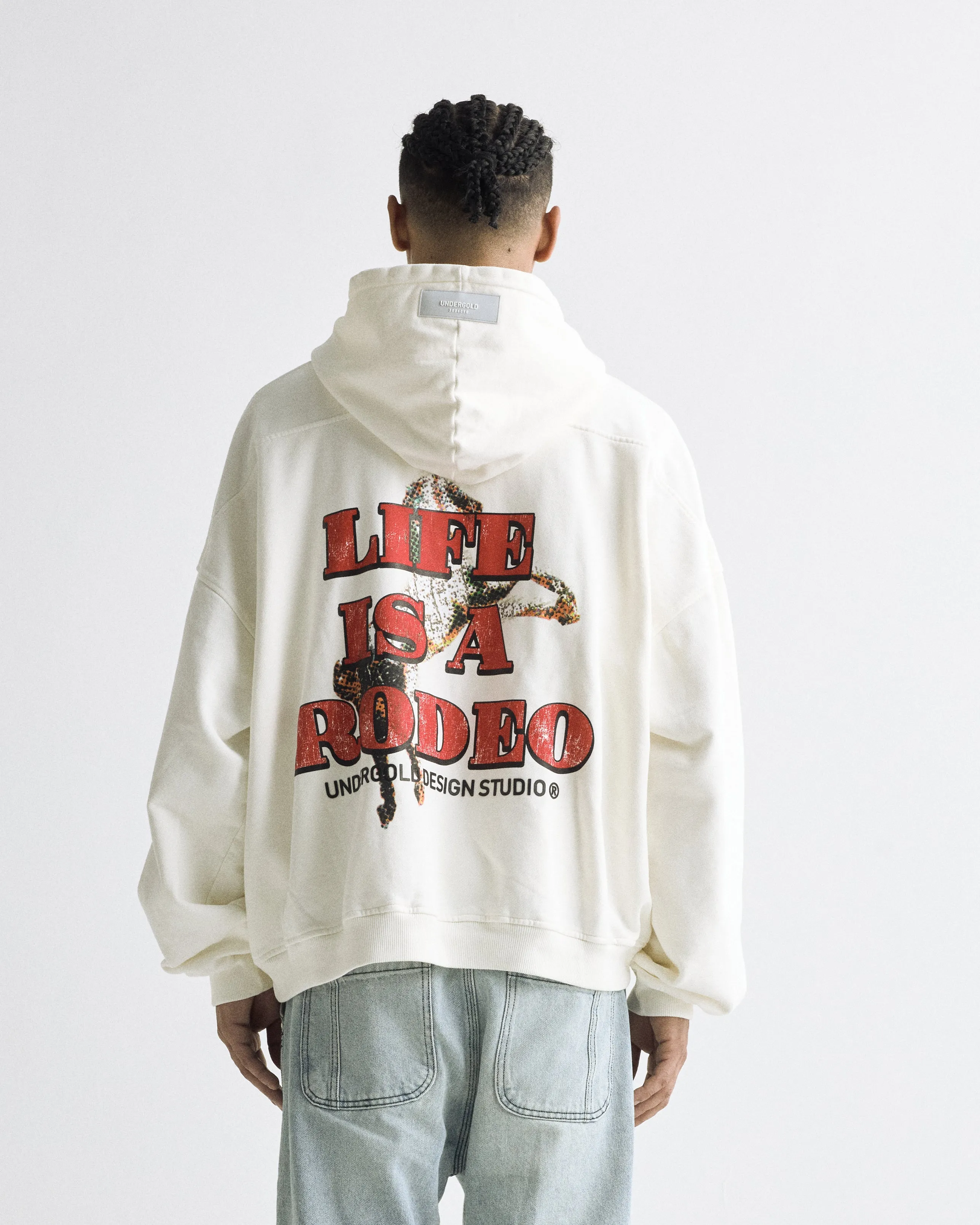 Rodeo "Life is a Rodeo" Zip Up Hoodie White