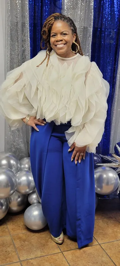 Ruffled Mesh Blouse