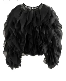 Ruffled Mesh Blouse
