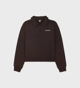 Serif Logo Embroidered Polo - Chocolate