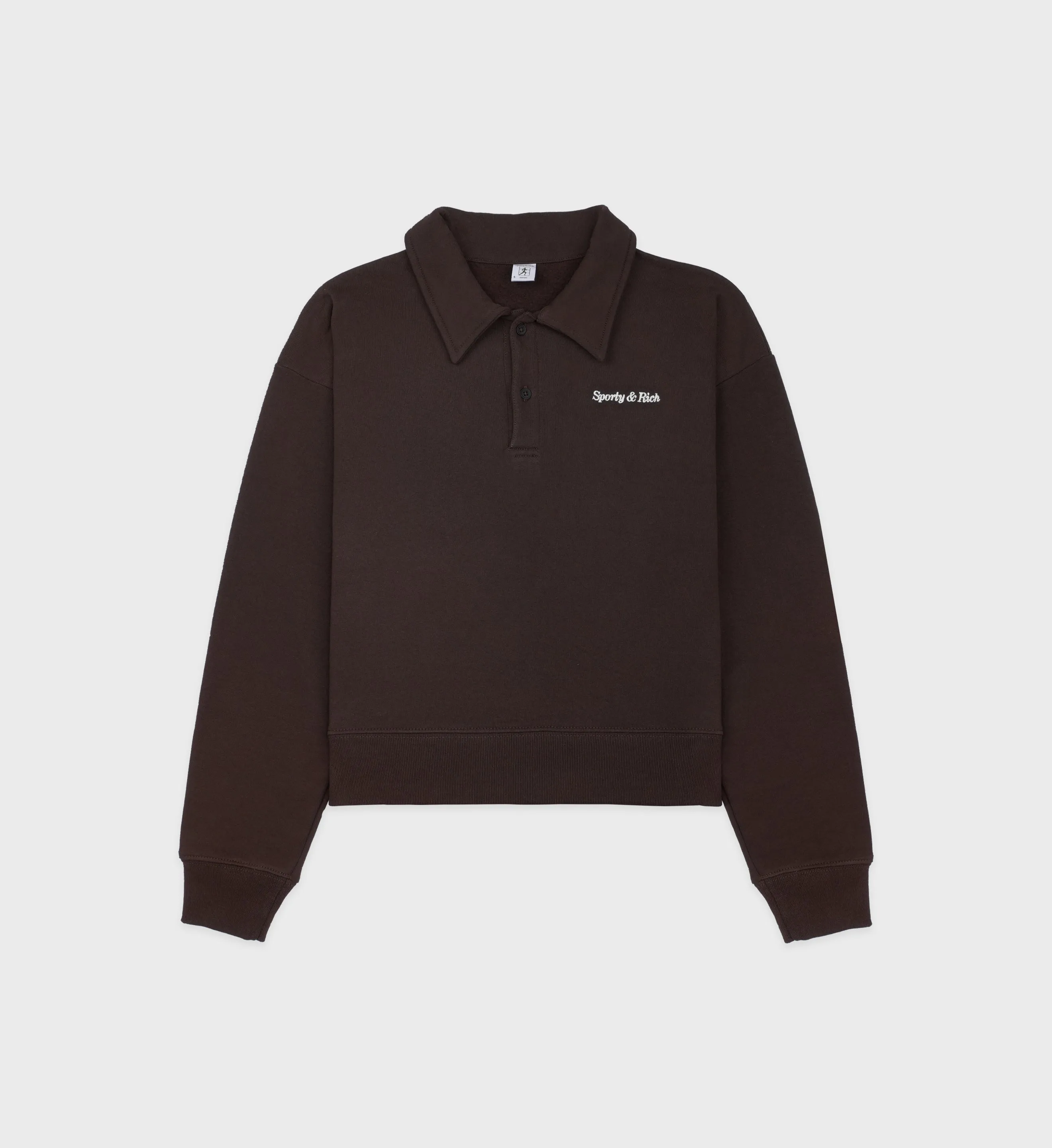 Serif Logo Embroidered Polo - Chocolate