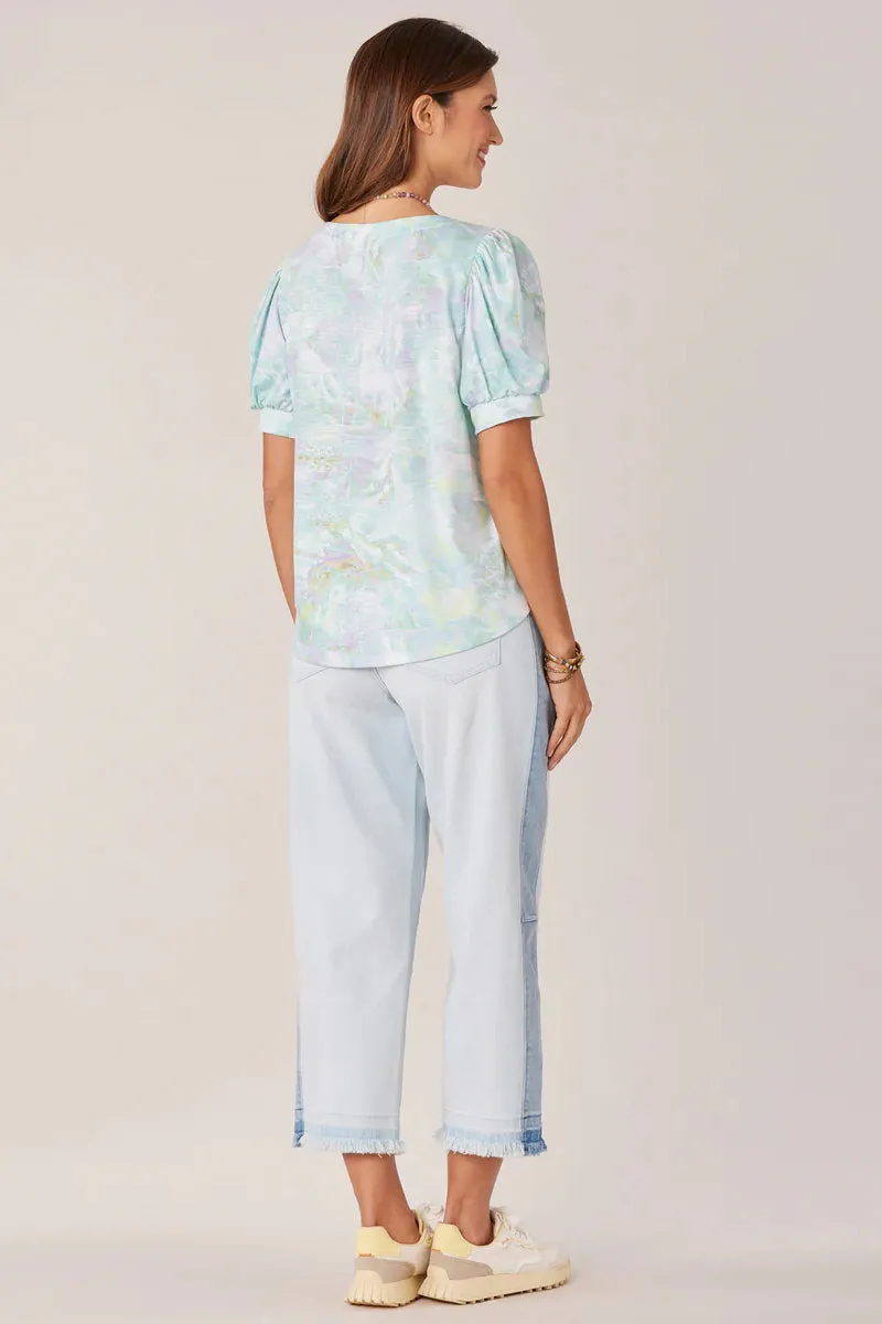 Short Puff Sleeve Knit Top