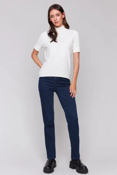 Short Sleeve Mock Neck Top