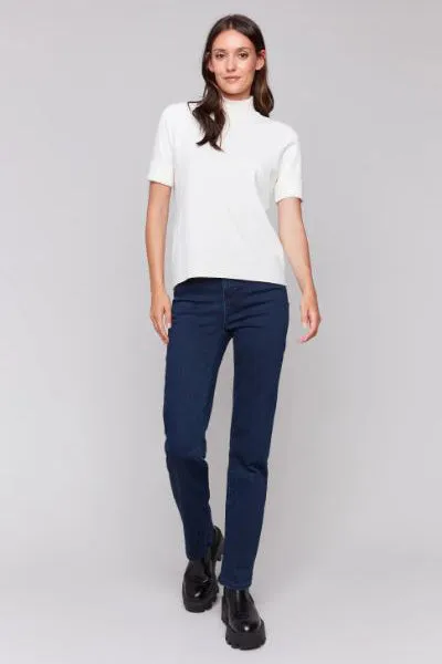 Short Sleeve Mock Neck Top
