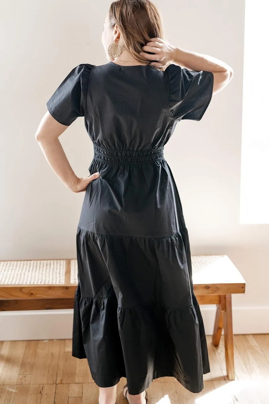 Sienna Tiered Skirt Dress - Black