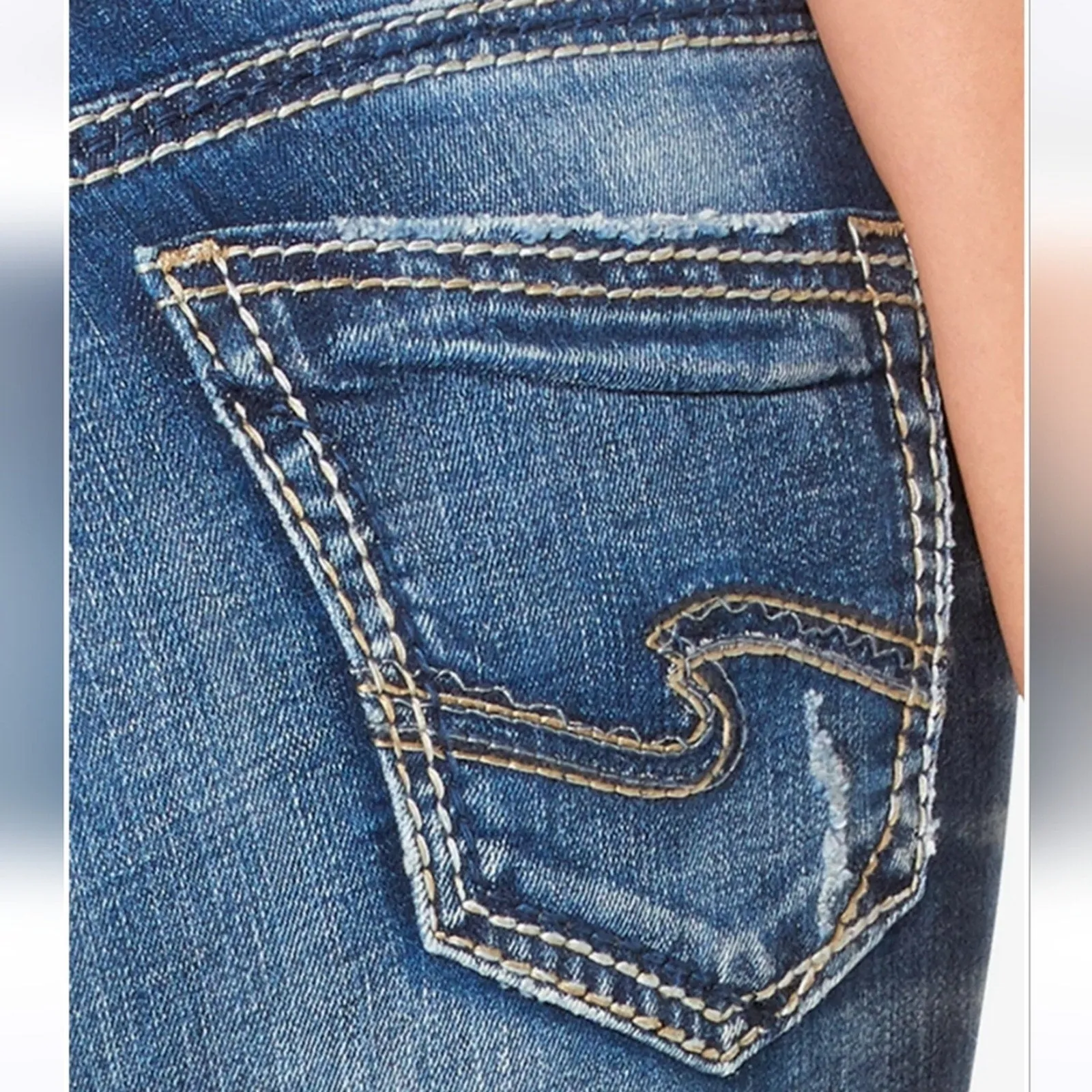 Silver Jeans Girlfriend Midrise Distressed Jeans 33