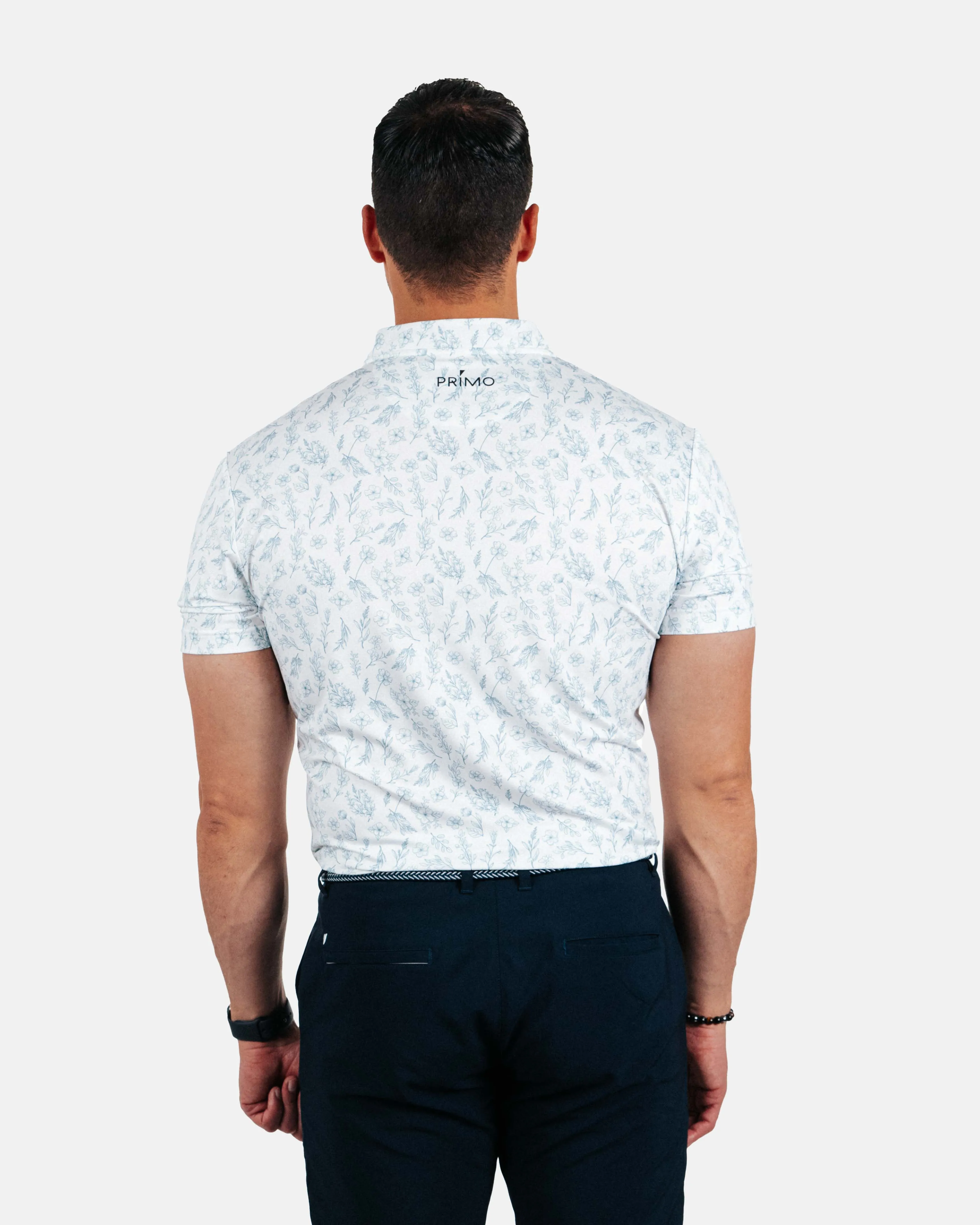 Slate Floral Blade Collar Polo