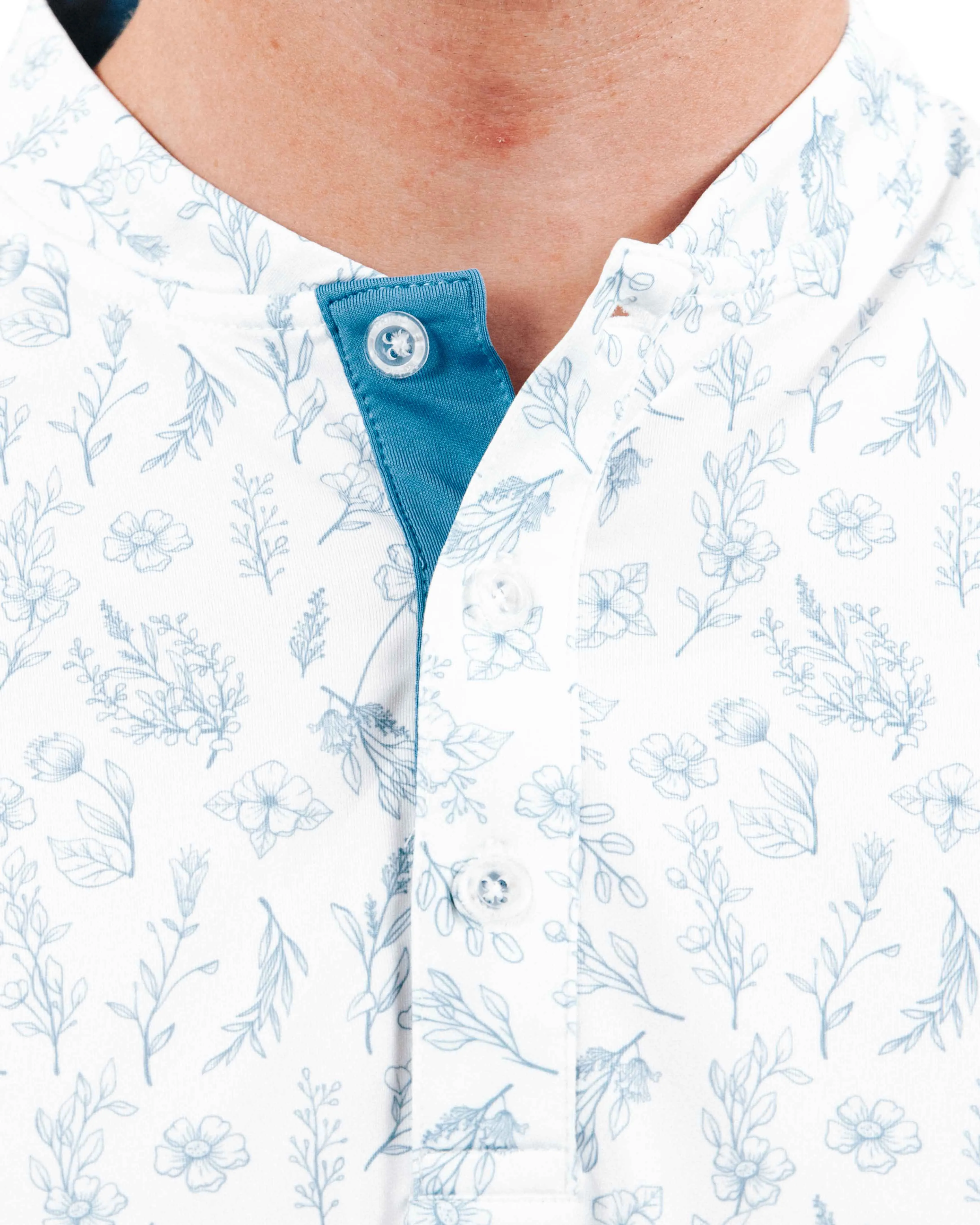 Slate Floral Blade Collar Polo