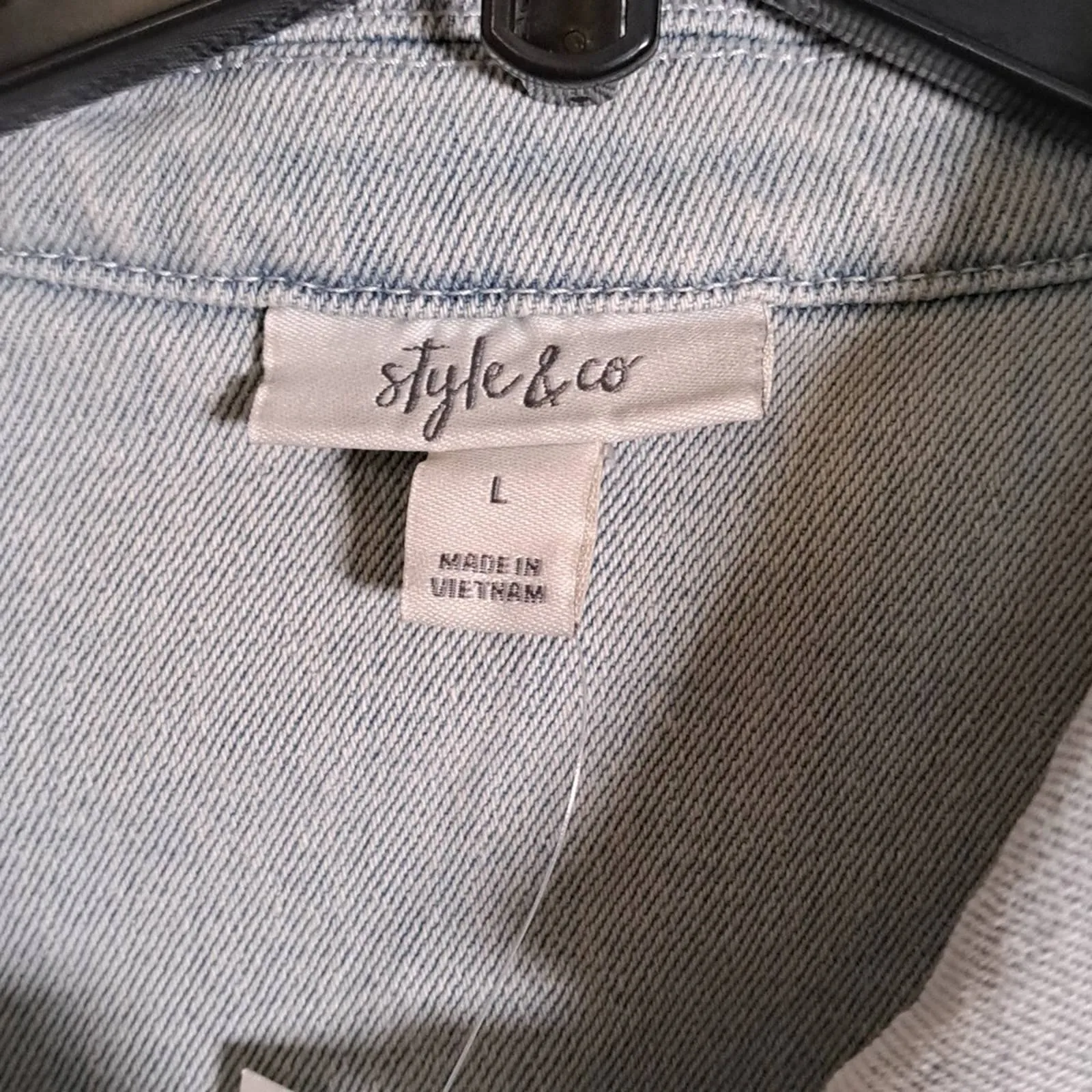 Style & Co Classic Denim Jacket Large Tropic Blue
