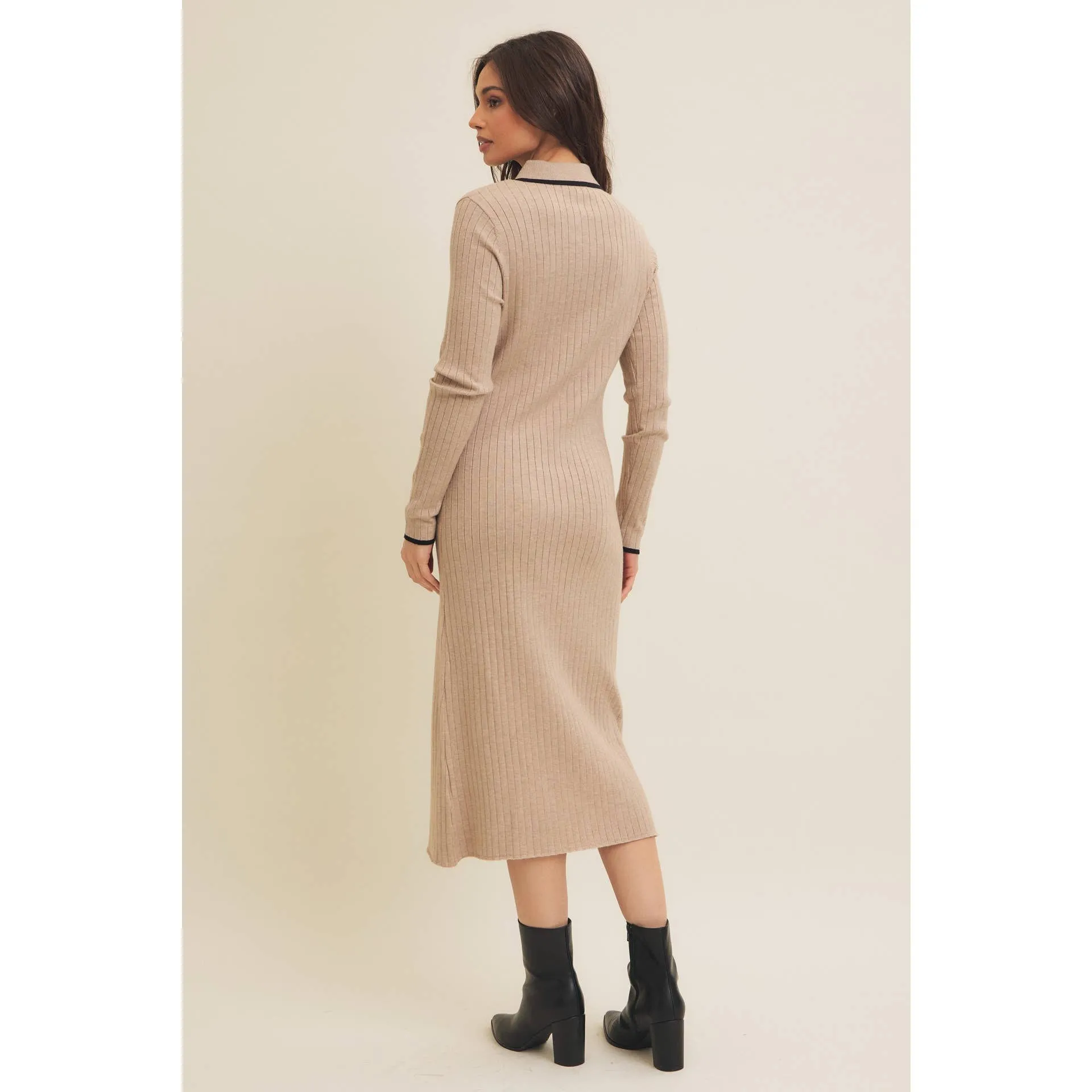 SUPER SOFT POLO SWEATER DRESS