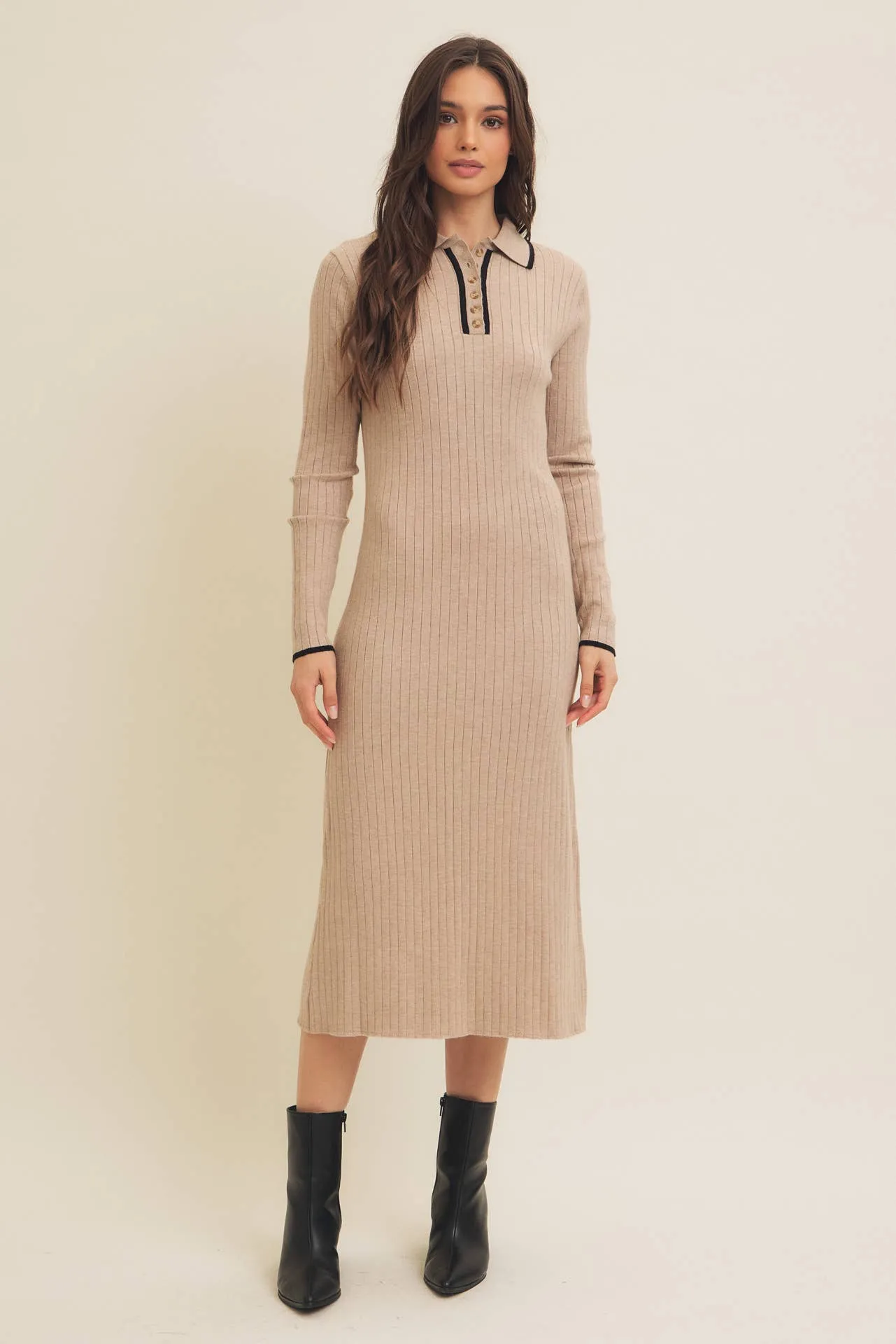 SUPER SOFT POLO SWEATER DRESS