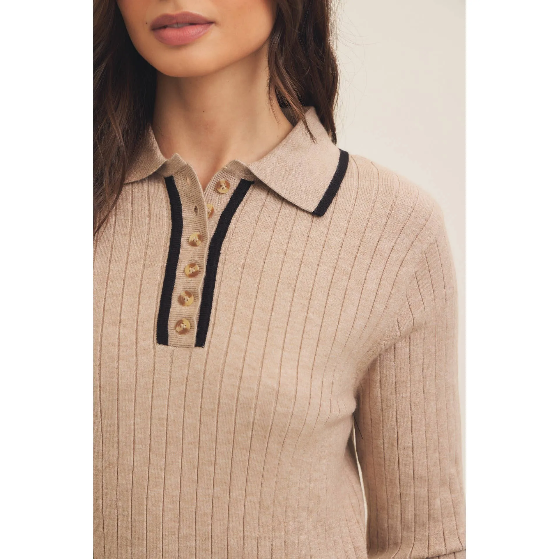 SUPER SOFT POLO SWEATER DRESS