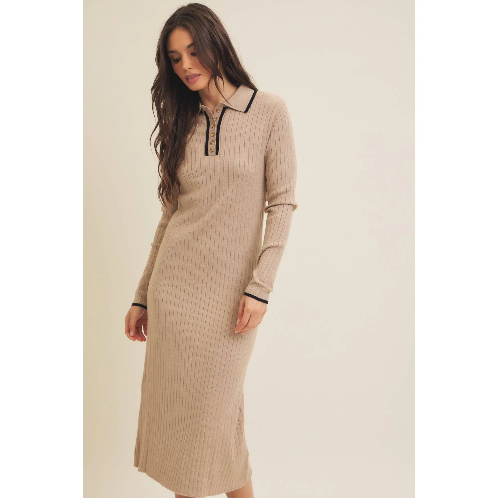 SUPER SOFT POLO SWEATER DRESS