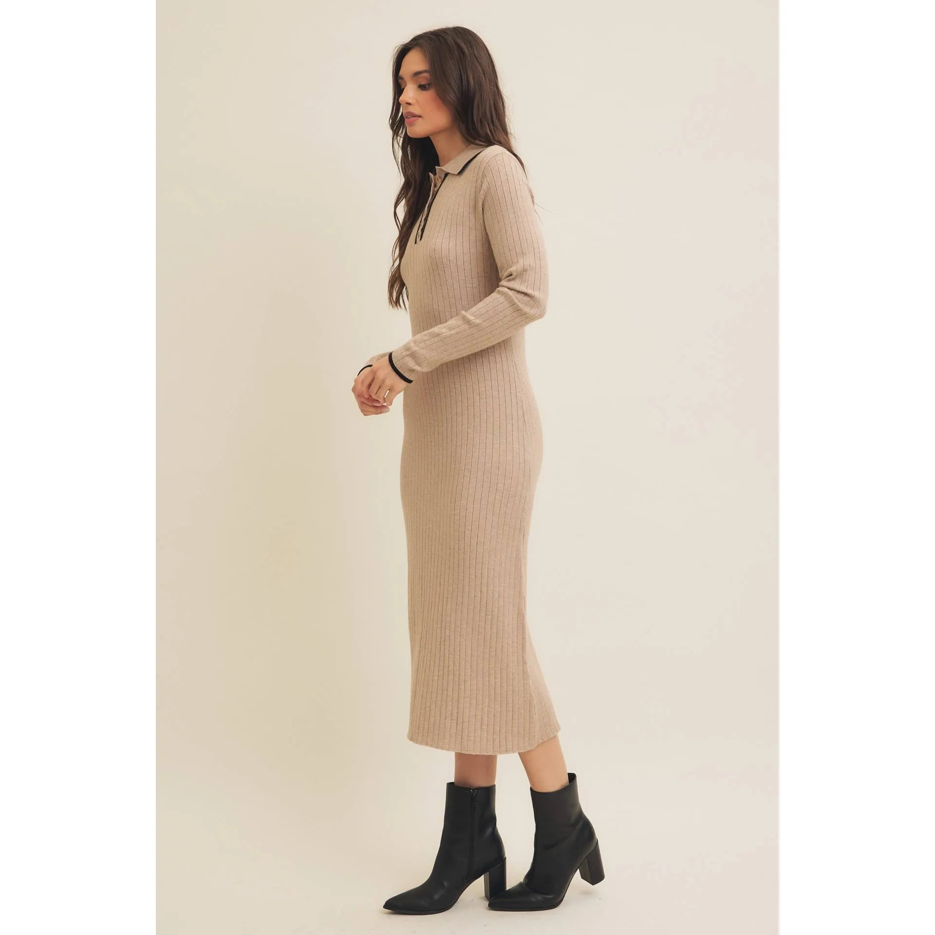 SUPER SOFT POLO SWEATER DRESS