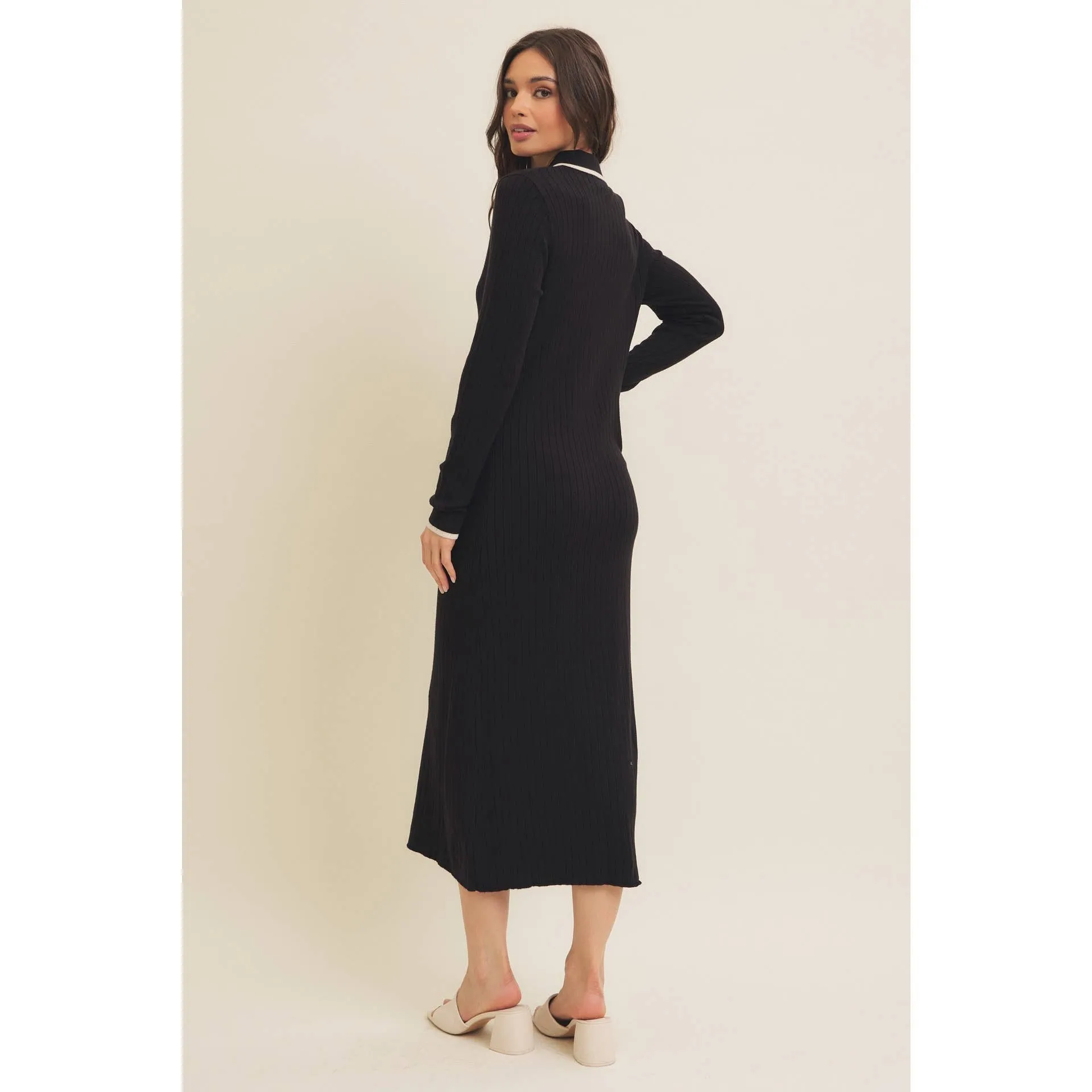 SUPER SOFT POLO SWEATER DRESS