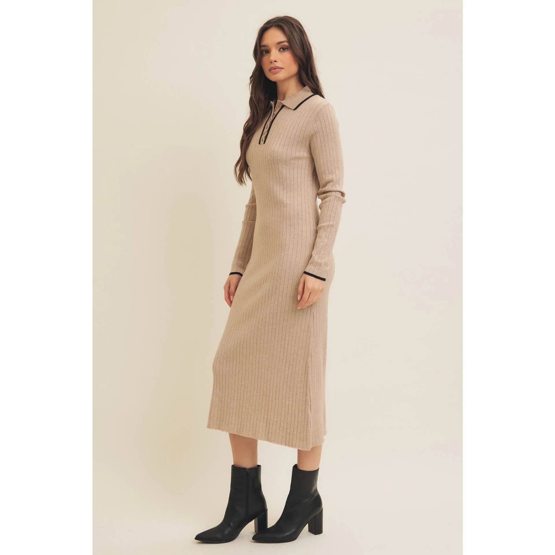 SUPER SOFT POLO SWEATER DRESS