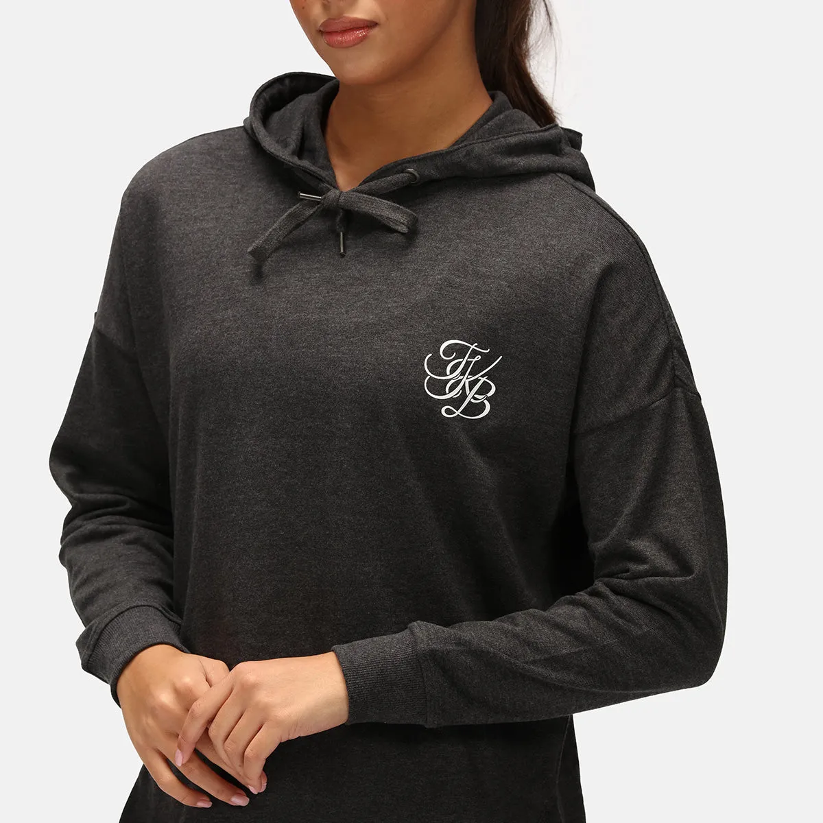 TKB Charcoal Curved Hem Hoodie