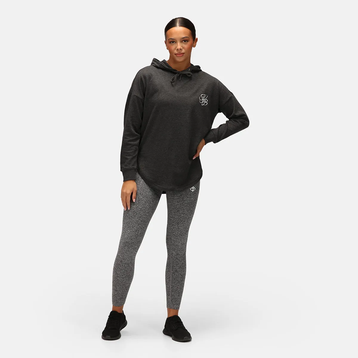 TKB Charcoal Curved Hem Hoodie