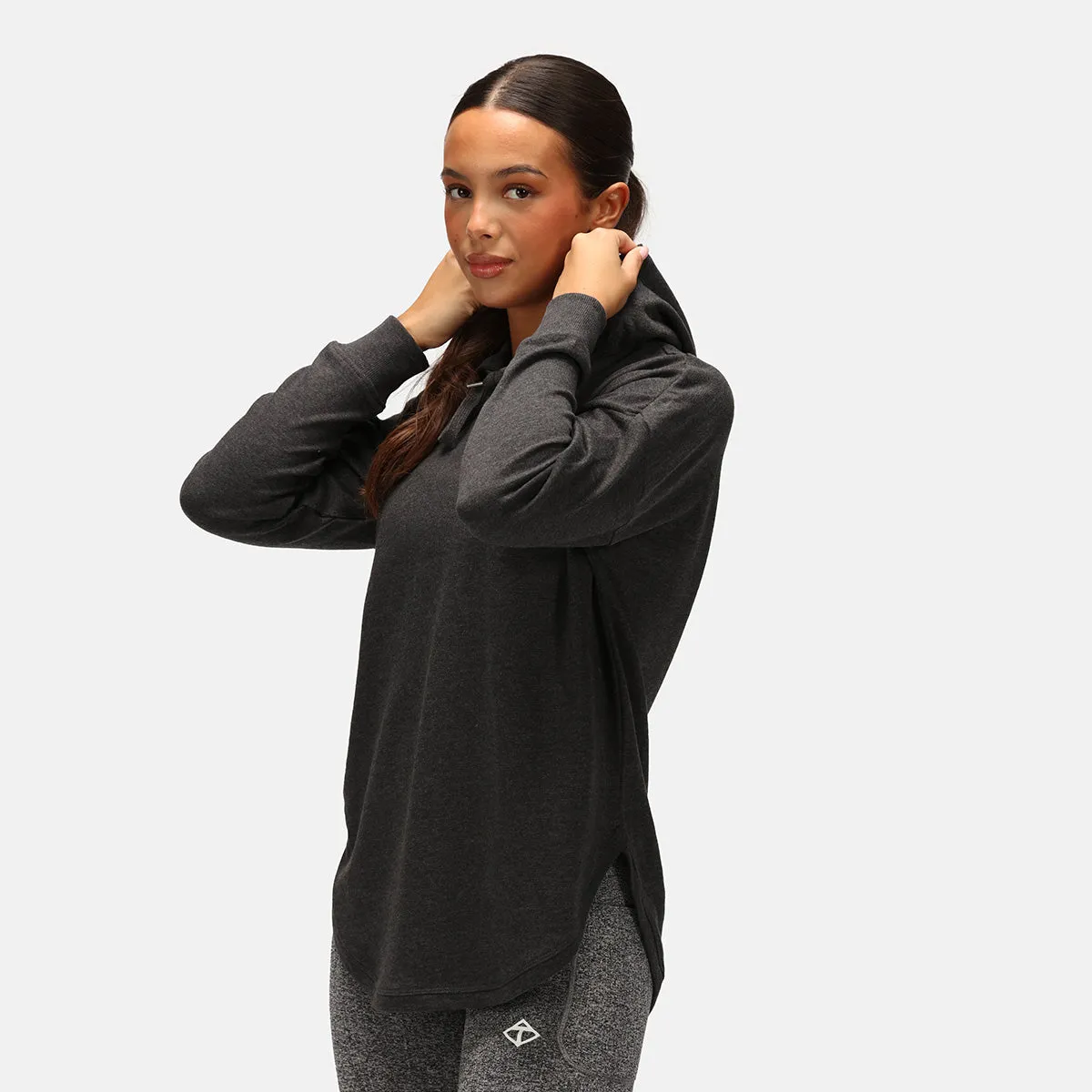 TKB Charcoal Curved Hem Hoodie