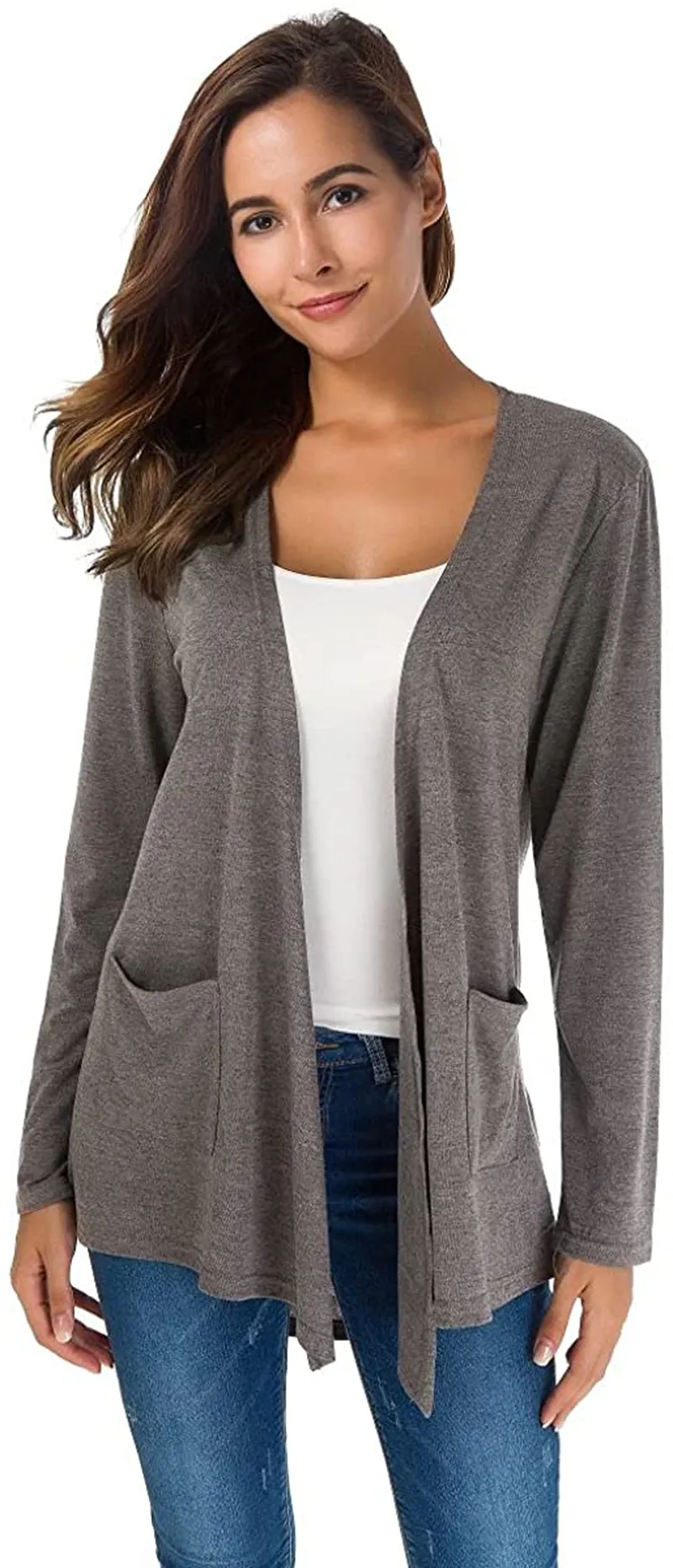 TownCat Cardigans for Women Loose Casual Long Sleeved Open Front Breathable Cardigans with Pockets