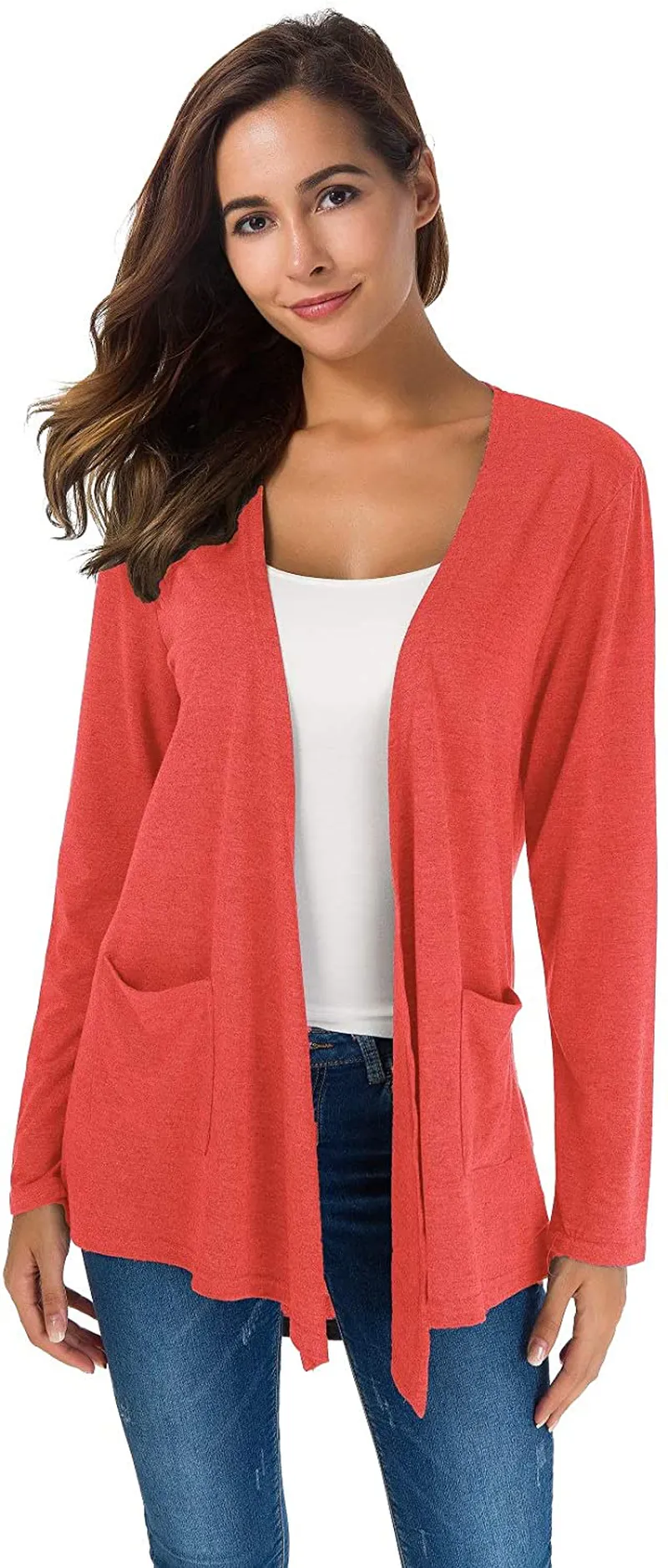 TownCat Cardigans for Women Loose Casual Long Sleeved Open Front Breathable Cardigans with Pockets