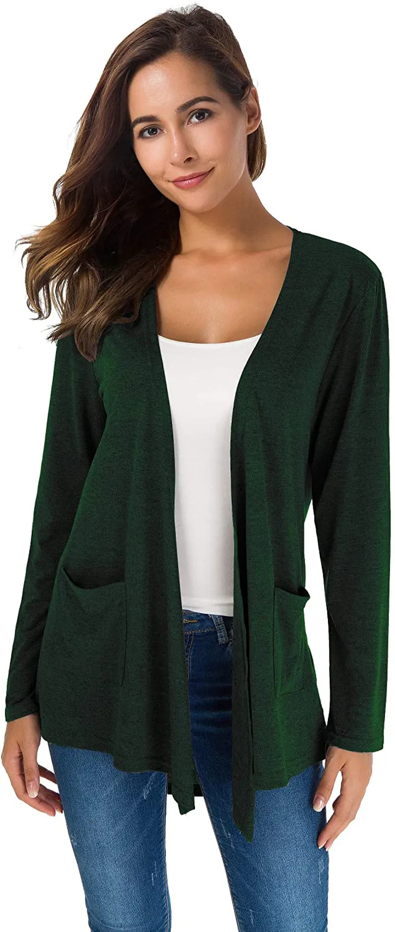 TownCat Cardigans for Women Loose Casual Long Sleeved Open Front Breathable Cardigans with Pockets