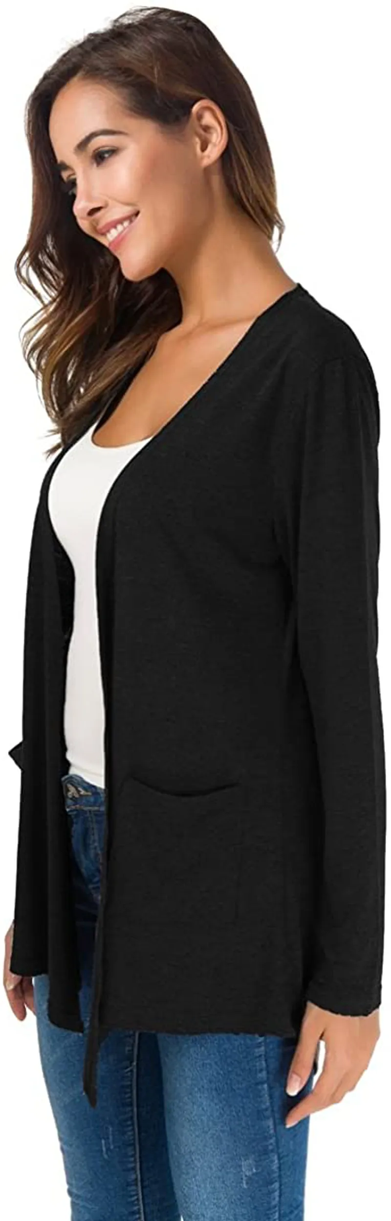 TownCat Cardigans for Women Loose Casual Long Sleeved Open Front Breathable Cardigans with Pockets
