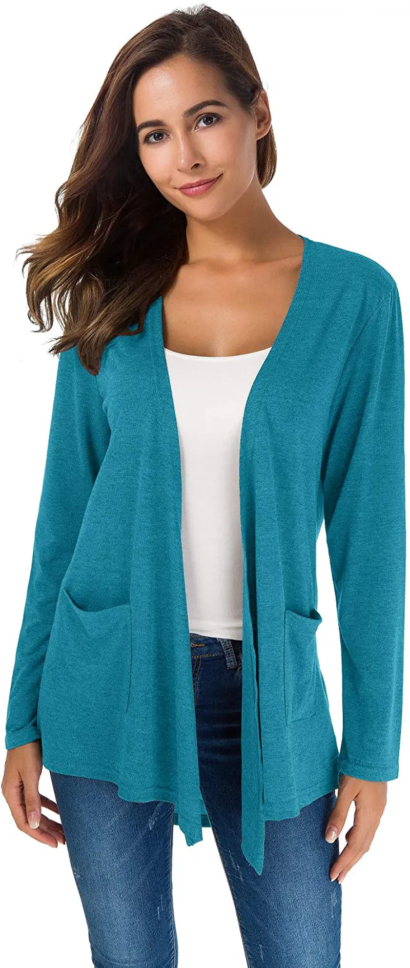 TownCat Cardigans for Women Loose Casual Long Sleeved Open Front Breathable Cardigans with Pockets