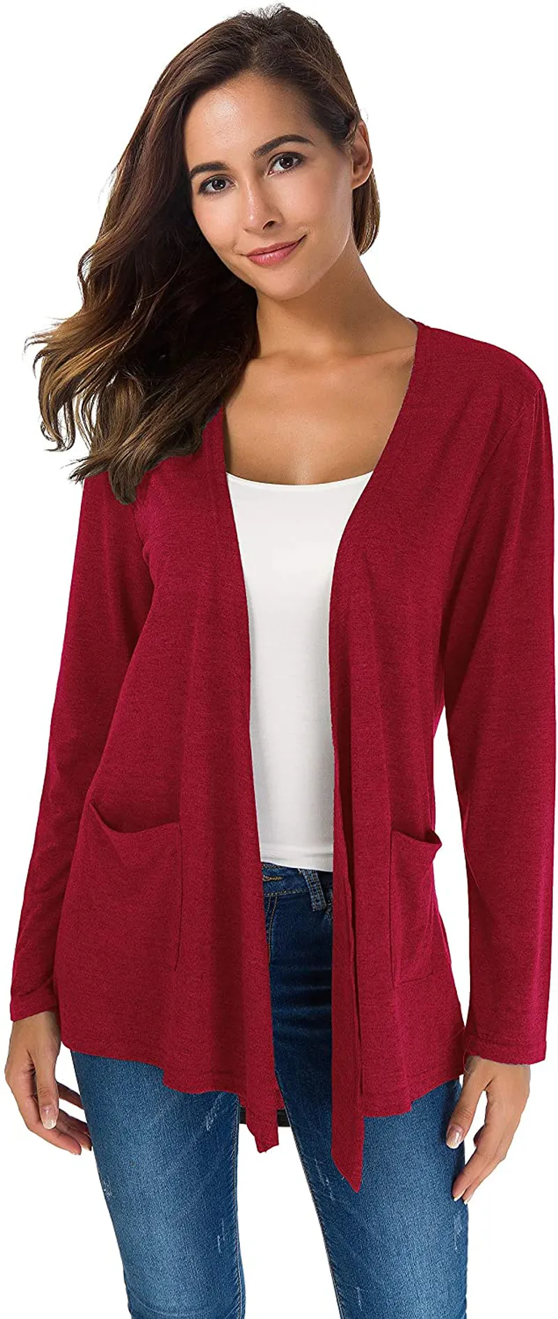 TownCat Cardigans for Women Loose Casual Long Sleeved Open Front Breathable Cardigans with Pockets